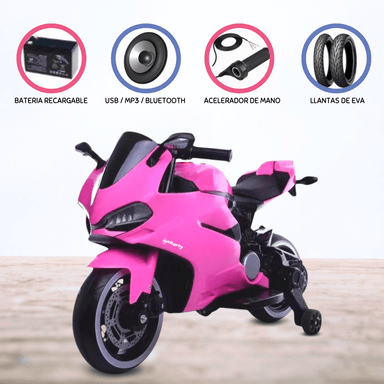 MOTO A BATERÍA LICENCIADO PARA NIÑOS «DUCATTI» PINK - 1