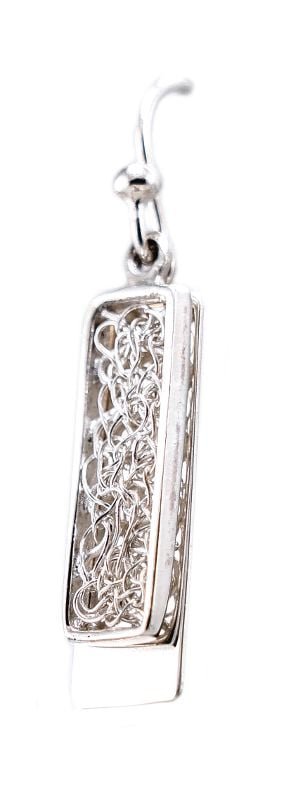ARETES RELISE TEJIDO RECTANGULAR DOBLE PLATA - 2