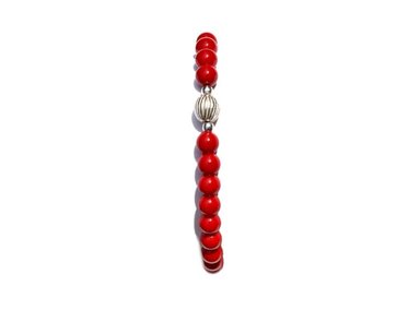 PULSERA RELISE PLATA FIESTA AGATA ROJA - 2