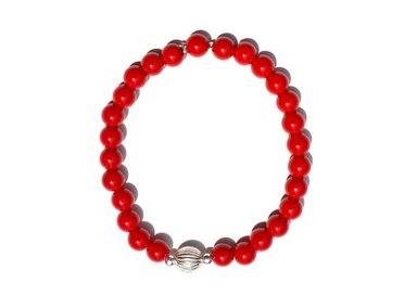 PULSERA RELISE PLATA FIESTA AGATA ROJA - 3