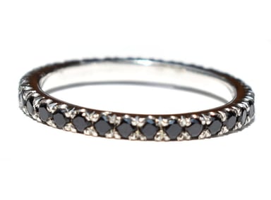 ANILLO RELISE PLATA ILUSION SWAROSKI NEGRO ALREDEDOR TODO EL ARO NRO. 6.5 - 4