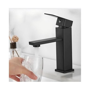 MEZCLADORA DE LAVATORIO 18CM NEGRO MATE - 5