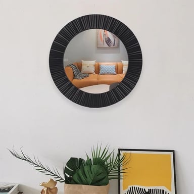 ESPEJO MINIMALISTA CIRCULAR NEGRO MATERIAL FIBRA VIDRIO - 3