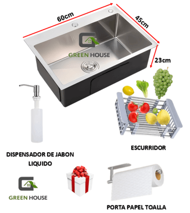 COMBO 60X45X23CM LAVADERO DE COCINA MEZCLADORA EXTRAIBLE - 6