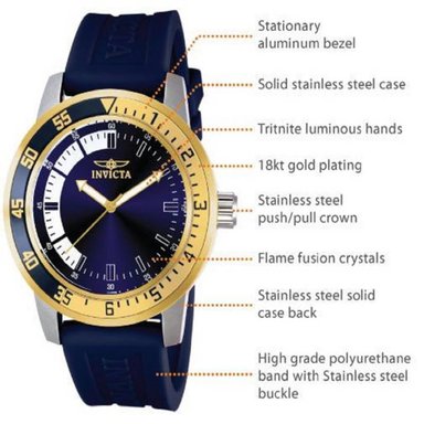 RELOJ HOMBRE ANÁLOGO INVICTA 12847 BANDA AZUL ACERO INOXIDABLE - 3