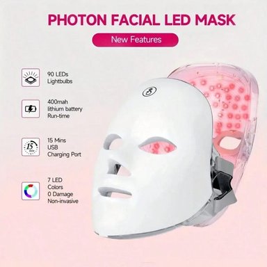MÁSCARA LED FACIAL 7 COLORES REJUVENECIMIENTO USB - 6