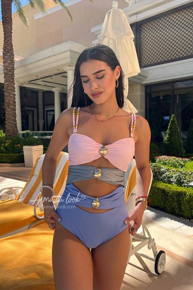 ROPA DE BAÑO SIRENA CUT OUT CON HEBILLAS DORADAS - 2