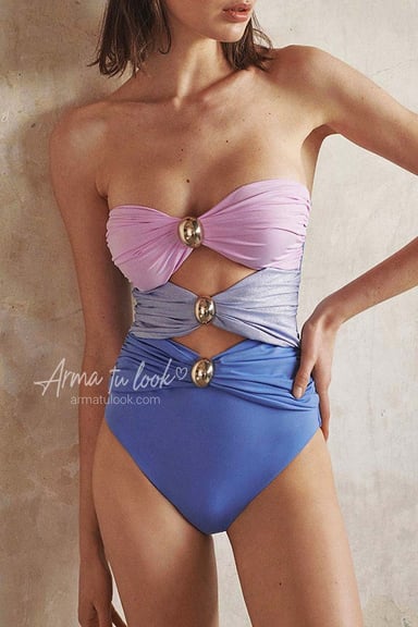 ROPA DE BAÑO SIRENA CUT OUT CON HEBILLAS DORADAS - 3