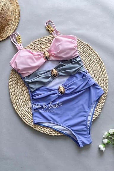 ROPA DE BAÑO SIRENA CUT OUT CON HEBILLAS DORADAS - 5
