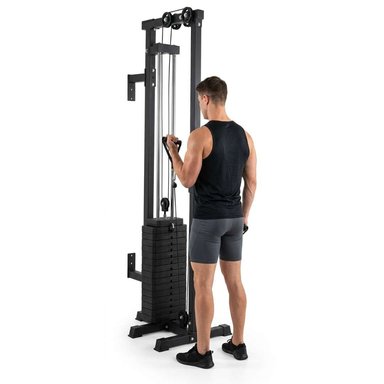 MAQUINA DE POLEA ALTA Y BAJA CON PESO INTEGRADO EQUIPO FITNESS PROFESIONAL MULTIFUNCIONAL ENTRENAMIENTO ESPALDA Y BRAZOS NEGRO - 1