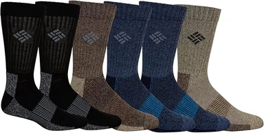 PACK DE 6 PARES DE MEDIAS COLUMBIA PARA HOMBRE COLOR MARRÓN TALLA ÚNICA DE 6US A 12US CONTROL DE HUMEDAD TREKKING CALCETINES - 1