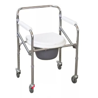 SILLA SANITARIA CON RUEDAS IMPORTADA ACERO CROMADO - 3