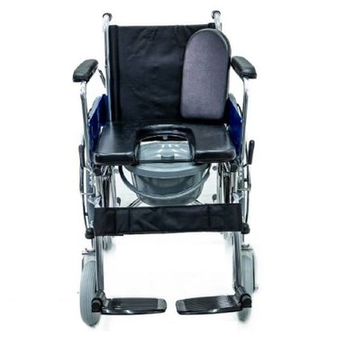 SILLA DE RUEDAS CON SANITARIO CROMADA AROS PVC IMPORTADA - 3