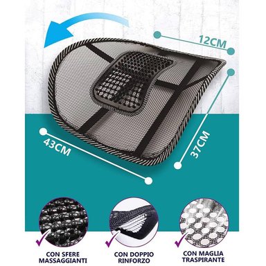 COJÍN OEM ASIENTO DE GEL ERGONÓMICO Y SOPORTE LUMBAR PARA SILLAS AZUL X 33 CM - 2