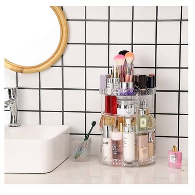 JOYERO OEM BLANCO ORGANIZADOR MAQUILLAJE GIRATORIO 360 GRADOS ESCRITORIO - 4
