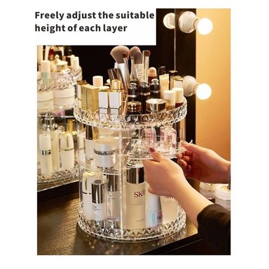 JOYERO OEM BLANCO ORGANIZADOR MAQUILLAJE GIRATORIO 360 GRADOS ESCRITORIO - 5