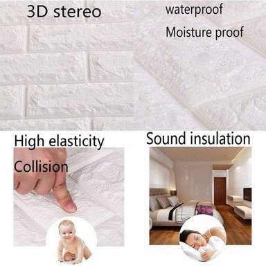 PAPEL TAPIZ OEM AUTOADHESIVO DECORACIÓN 3D LADRILLO 70 X 77 CM 10 UNIDADES - 3