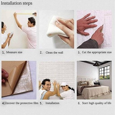 PAPEL TAPIZ OEM AUTOADHESIVO DECORACIÓN 3D LADRILLO 70 X 77 CM 10 UNIDADES - 6