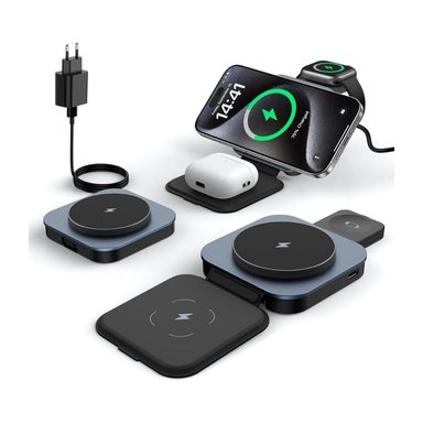 CARGADOR 3 EN 1 PLEGABLE PARA IPHONE 17, WATCH Y AIRPODS - 1