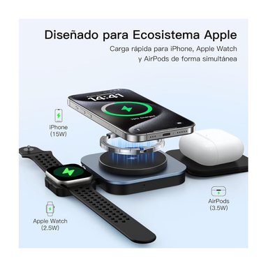 CARGADOR 3 EN 1 PLEGABLE PARA IPHONE 17, WATCH Y AIRPODS - 4