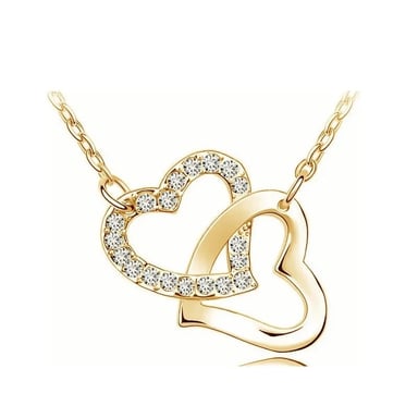 PACK DE JOYAS GENIEKA TWO HEARTS ACERO ARETES COLLAR Y PULSERA DORADO NOVIA REGALO - 5