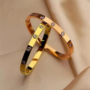 PULSERA GENIEKA GOLDEN LOVE ACERO BRAZALETE DORADO CRISTALES MUJER REGALO ANIVERSARIO NOVIA JOYA - 4