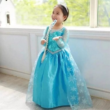 VESTIDO FROZEN ELSA ACCESORIOS REINA DE LAS NIEVES GENIEKA +CORONA +PULSERA +VARITA FIESTA CUMPLEAÑOS HALLOWEEN - 2