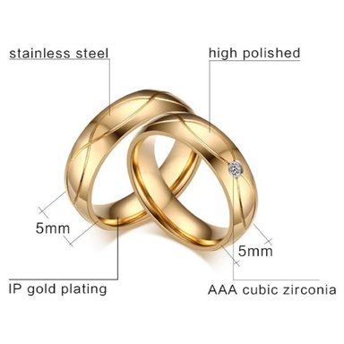 ARO DE MATRIMONIO MUJER GENIEKA ALL LUXURY BAÑADO EN ORO 18K ANILLOS NOVIOS BODAS ALIANZAS ANIVERSARIO - 6