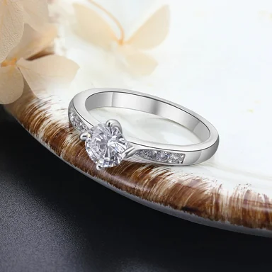 ANILLO DE COMPROMISO GENIEKA DREAM BAÑADO EN ORO BLANCO 18K NOVIA ANIVERSARIO SAN VALENTIN - 1