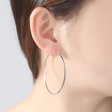 ARETES PLATA 925 MUJER 5 CM AROS ARGOLLAS MODA VERANO ESTILO GENIEKA - 2