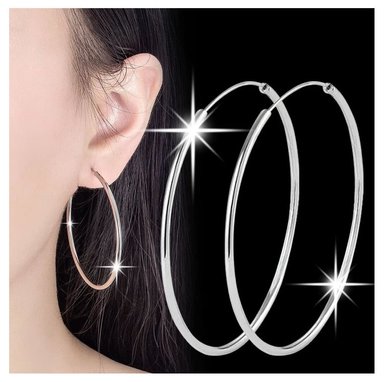 ARETES PLATA 925 MUJER 5 CM AROS ARGOLLAS MODA VERANO ESTILO GENIEKA - 4