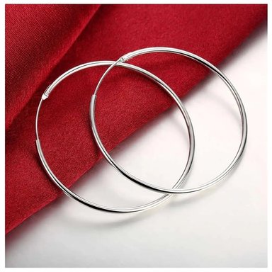 ARETES PLATA 925 MUJER 5 CM AROS ARGOLLAS MODA VERANO ESTILO GENIEKA - 6