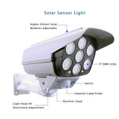 LAMPARA SOLAR LED TIPO CÁMARA DE SEGURIDAD CON SENSOR MOVIMIENTO - 2