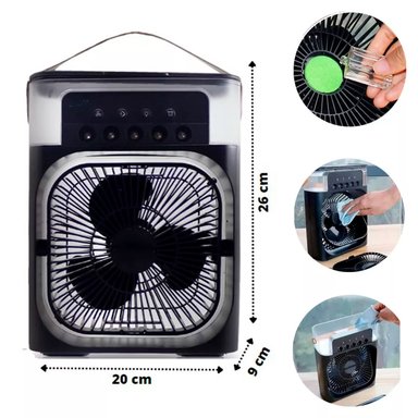 VENTILADOR AIRE ACONDICIONADO PORTATIL HUMIDIFICADOR NEGRO 3 EN 1 - 3