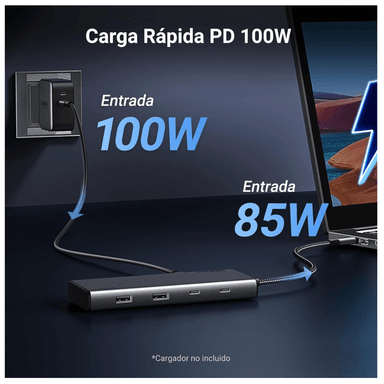 ADAPTADOR UGREEN HUB REVODOK 8 EN 1 HDMI DP 4K 60HZ USB TIPO-C - 5