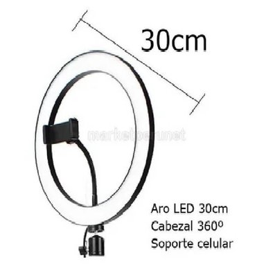 ARO LUZ LED ANILLO 30 CM FOTOGRAFIA VIDEO + TRIPODE 2.1 METROS - 2