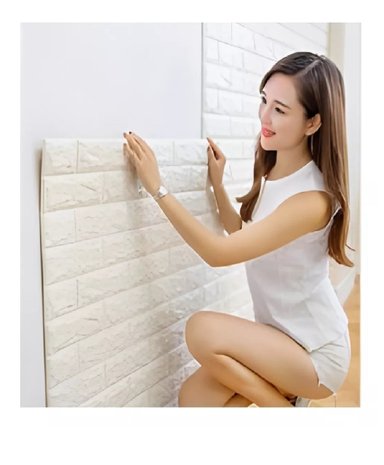 PACK 10 PAPEL TAPIZ BLANCO PCS AUTOADHESIVO DECORACION 3D LADRILLO - 2