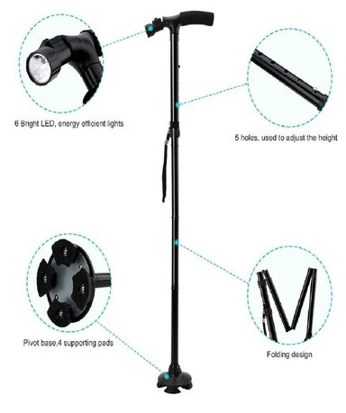 BASTÓN PLEGABLE ORTOPÉDICO CON LUZ LED - 2