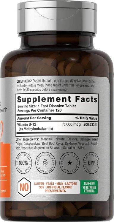VITAMINA B12 METILCOBALAMINA HORBAACH 120 TABLETAS 5,000MCG - 2