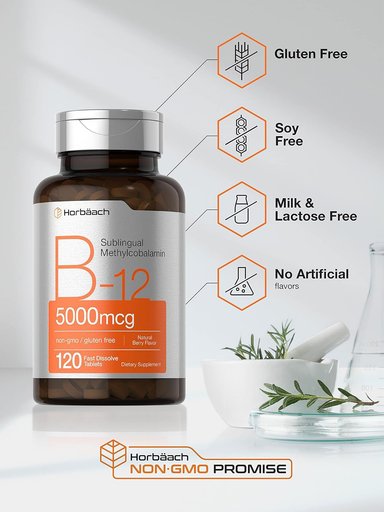 VITAMINA B12 METILCOBALAMINA HORBAACH 120 TABLETAS 5,000MCG - 3