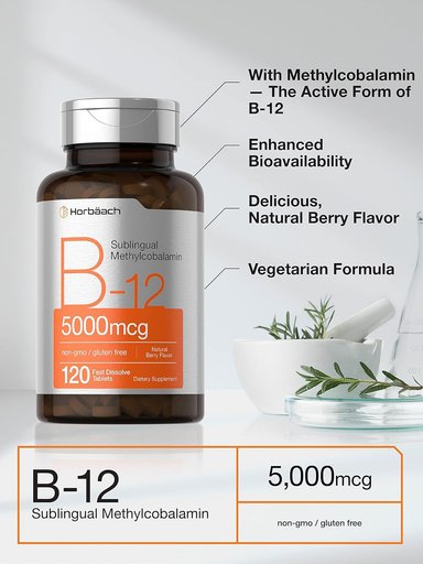 VITAMINA B12 METILCOBALAMINA HORBAACH 120 TABLETAS 5,000MCG - 4