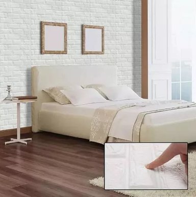 PACK X 6 PCS PAPEL TAPIZ AUTOADHESIVO DECORACIÓN 3D LADRILLO BLANCO - 6