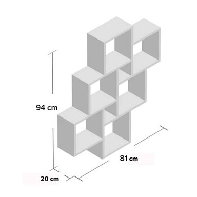 REPISA LEMUEBLE BLANCO FLOTANTE MELAMINA 6 DIVISIONES 94X81X20CM - 3