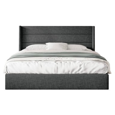CAMA TAPIZADA LISTÓN VENUS GRIS OSCURO 1.5 PLZ - 1