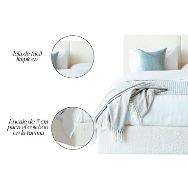 CAMA TAPIZADA CALIFORNIA COZZY IVORY QUEEN - 5