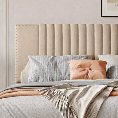 CAMA LEMUEBLE TAPIZADA LISTÓN IRIS BEIGE QUEEN - 3