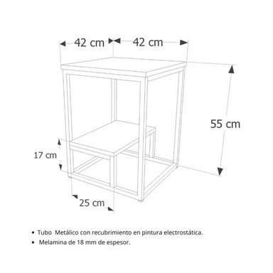 MESA AUXILIAR INDUSTRIAL BATONS ROBLE GRIS CORICHA HOME - 3