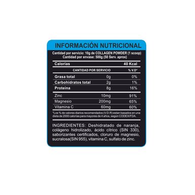 COLAGENO HIDROLIZADO ADN POLVO COLLAGEN POWDER 500G FRUIT PUNCH NUTRITION - 2