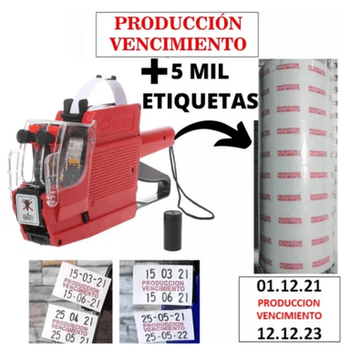 ETIQUETAS PRODUCCIÓN VENCIMIENTO MÁS PISTOLA FECHADORA MX6600 - 2