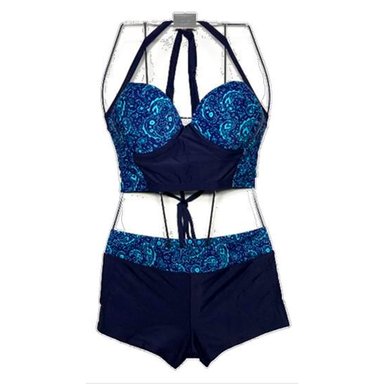 ROPA DE BAÑO PUSH UP LICRA MUJER AZUL VIOLETA GL-45 - 1
